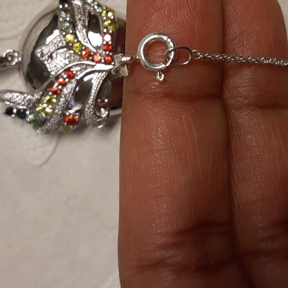 925 Genuine Multi Sapphire Mask Pendant with Chain. FIRM. - Picture 9 of 13